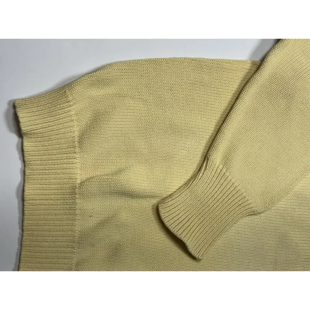 VTG Ralph Lauren Unisex Crew Neck Pullover Cotton Knit Sweater Emb Logo Yellow M